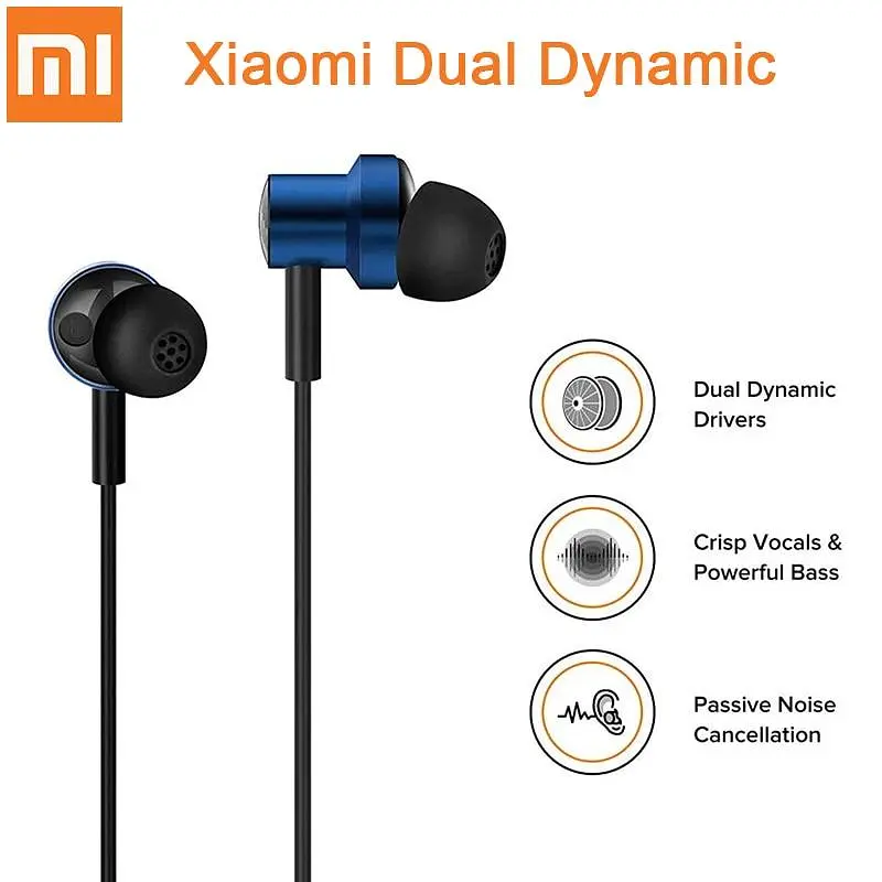 Навушники з мікрофоном XiaomiDouble DynaXiaomic Earphone Blue SDQEJ06WM BHR4556CN - фото 2