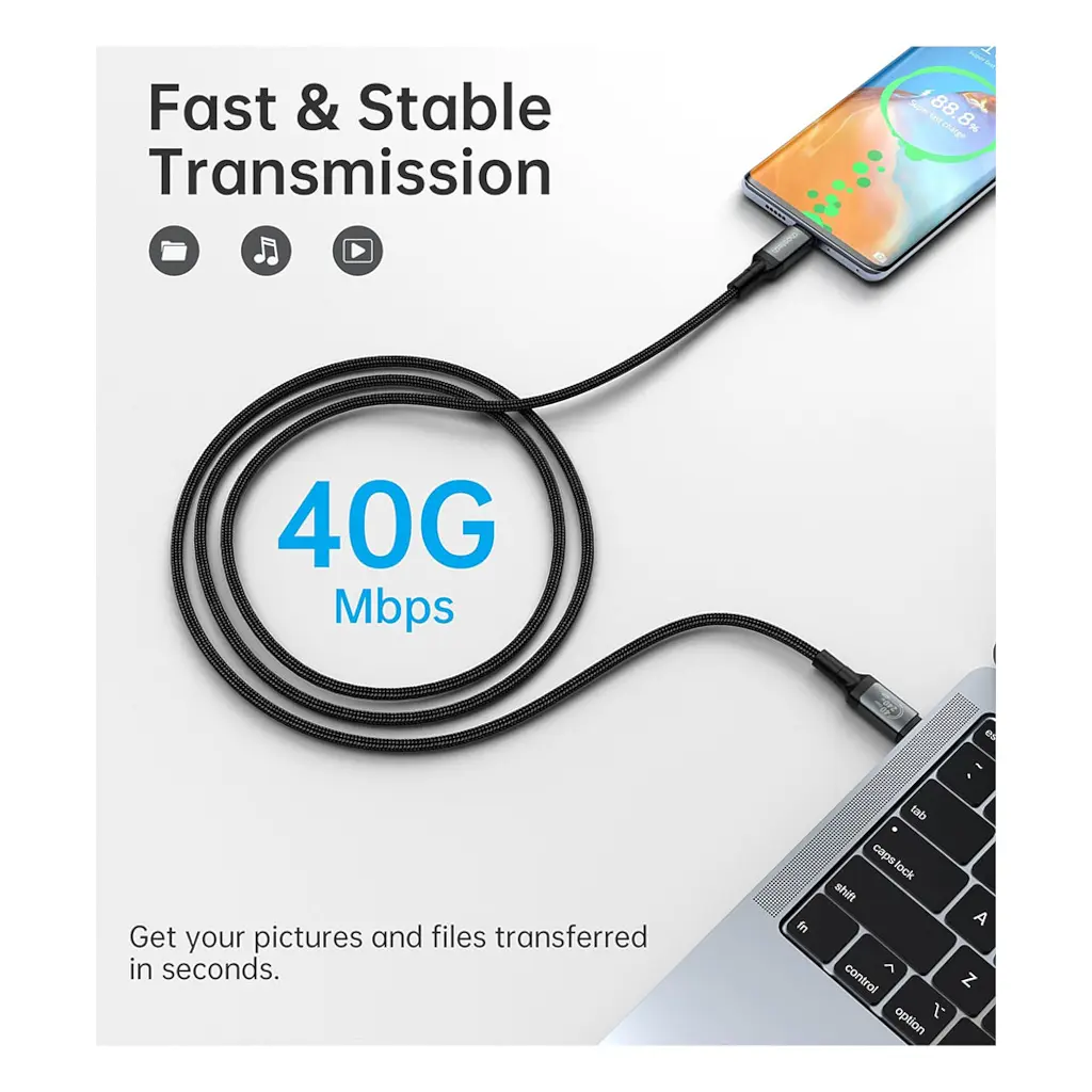 Дата кабель USB-C to USB-C 2.0m USB4 Gen 3 240W 8K Choetech (XCC-1042) - фото 7