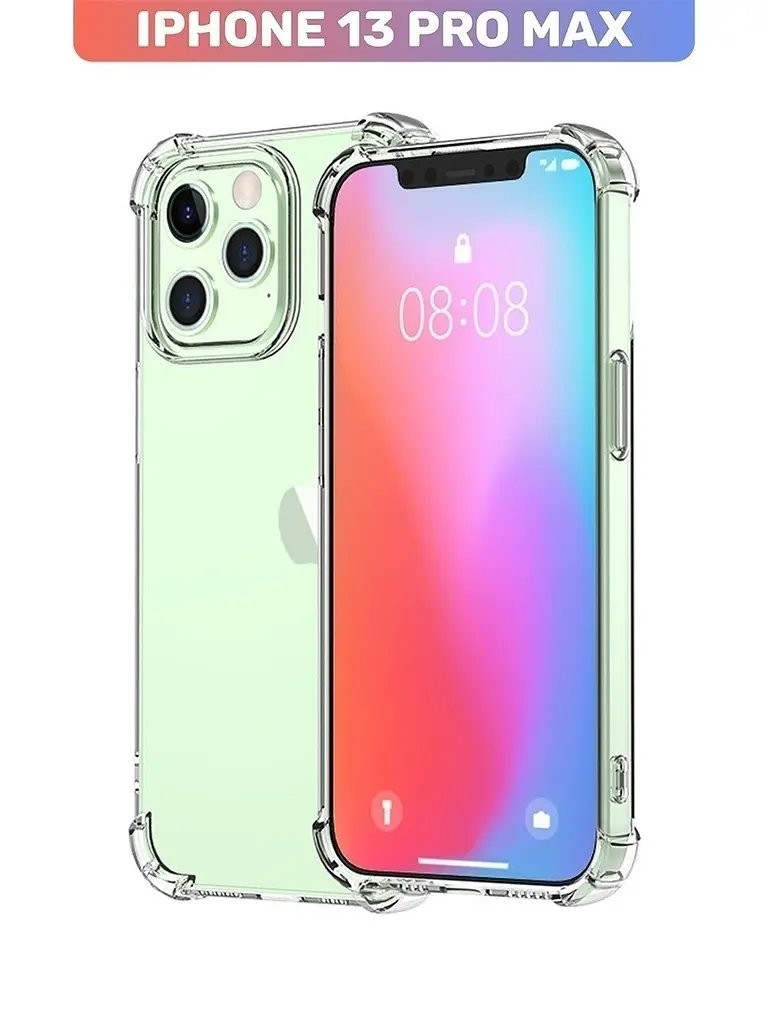 Силіконовий протиударний чохол Case панель Case на Iphone 13 Pro Max із захистом камери прозорий (543443353455) - фото 2