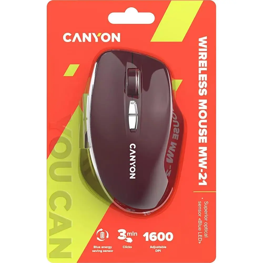 Миша Canyon MW-21 Blue LED Wireless Burgundy Red (CNS-CMSW21BR) - фото 6