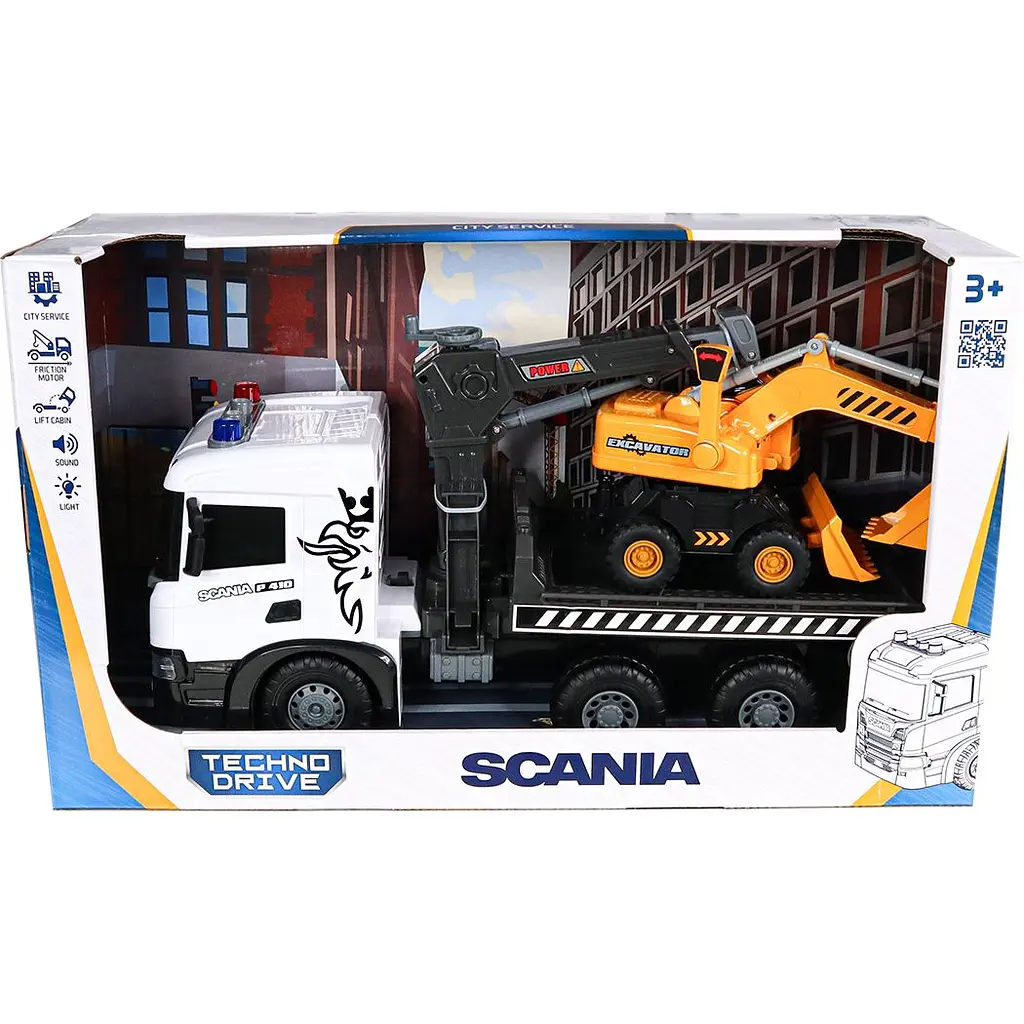 Игровой набор TechnoDrive Super Big Truck Автокран Scania с экскаватором (5004KS) - фото 9