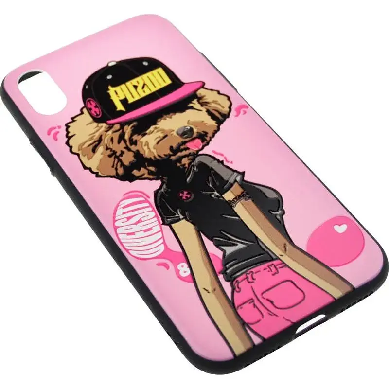 Чохол-накладка PUZOO TPU Case with UV Printing Hip Hop iPhone X DJ Teddy Pink - фото 3