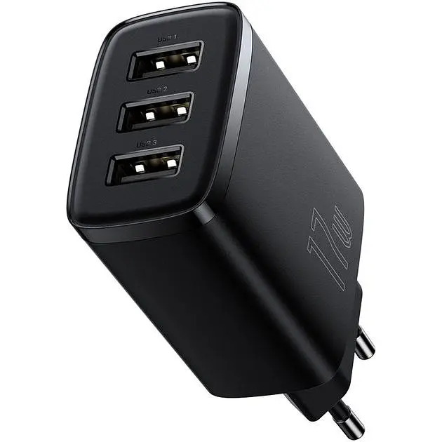 Зарядний пристрій Baseus Compact Charger 3U 17W Black (CCXJ020101) - фото 3