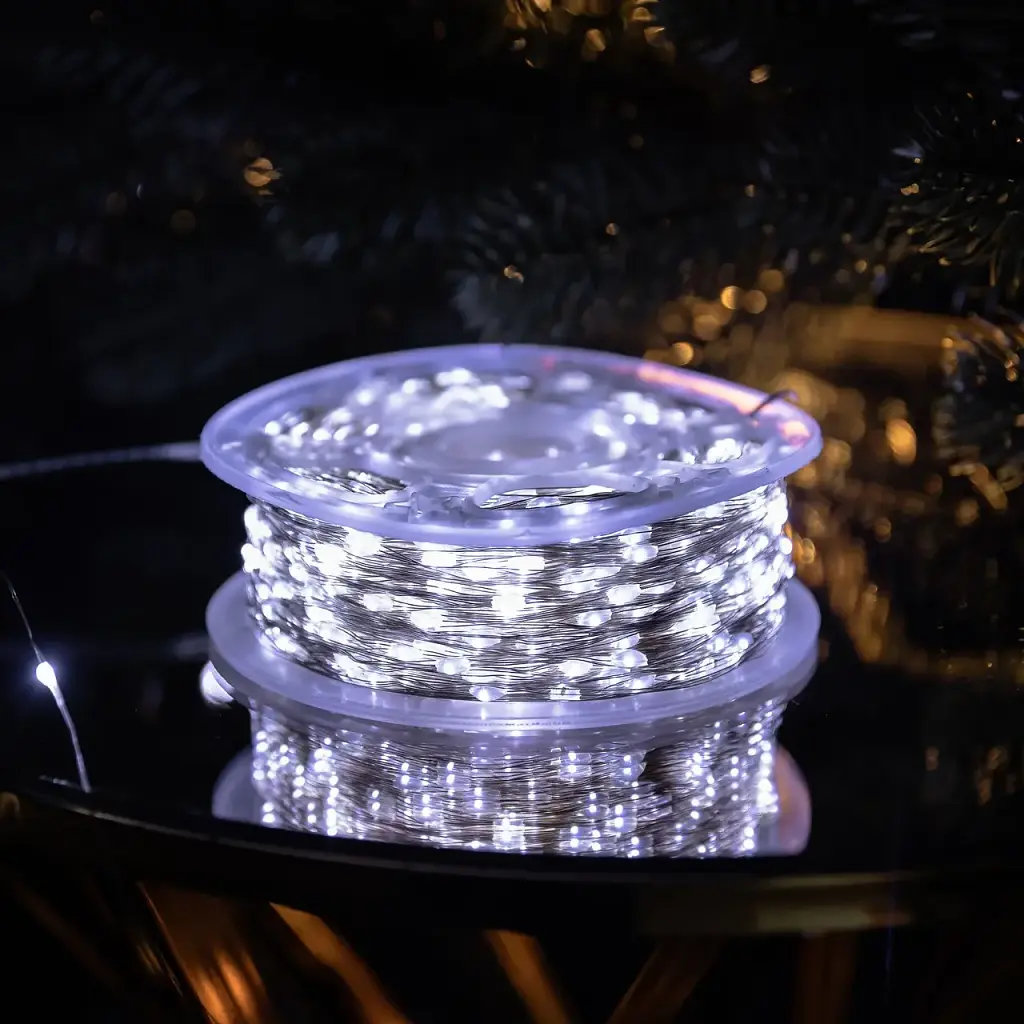 Гірлянда Роса нитка 1000 LED довжина 100 м від мережі, білий GarlandoPro 1000L100MWW - фото 10