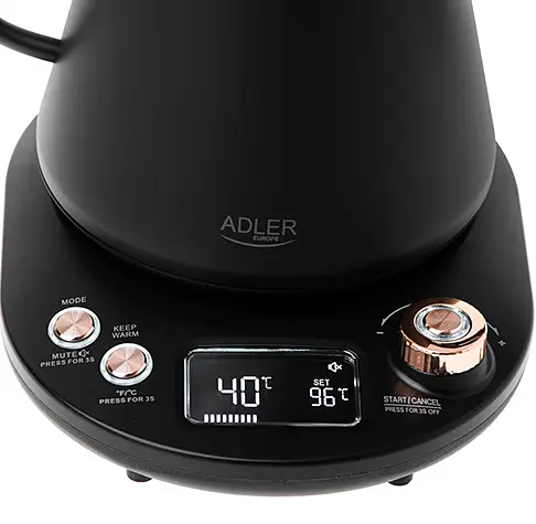 Електричний чайник Adler AD 1349, 1 л, регулювання температури 40–100°C, підтримка тепла, LED дисплей, 2200 Вт - фото 6