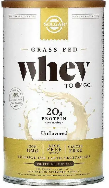 Сироватковий протеїн Solgar Grass Fed Whey To Go 377 г без вкуса