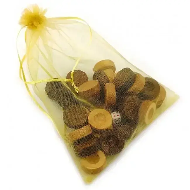 Фишки для нард с мешочком кубики в комплекте, натуральное дерево, коричневые - фото 2