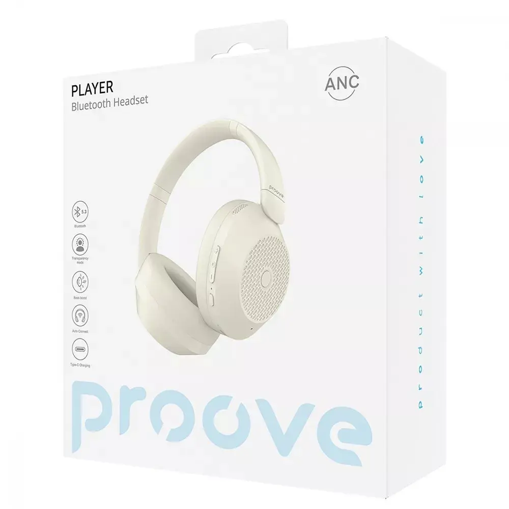 Беспроводные накладные наушники Proove Player, ANC, BT5.3, 400mAh, 25-55h, beige UA UCRF* - фото 3