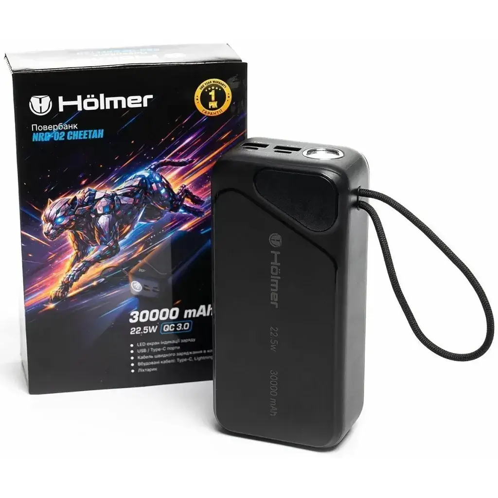 Батарея універсальна Hölmer NRG-02 Cheetah 30000mAh 22.5W Black (NRG-02 Cheetah) - фото 9