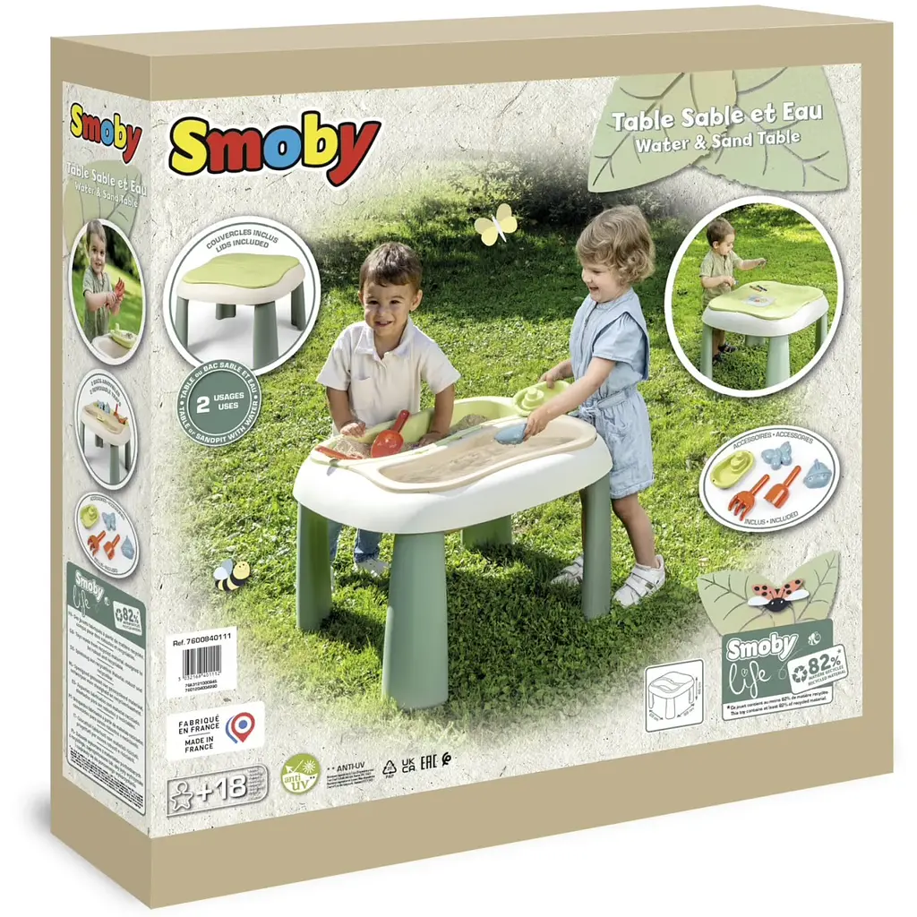 Ігровий стіл Smoby Life 2 в 1 для гри з піском та водою з набором для піску (7600840111) - фото 2