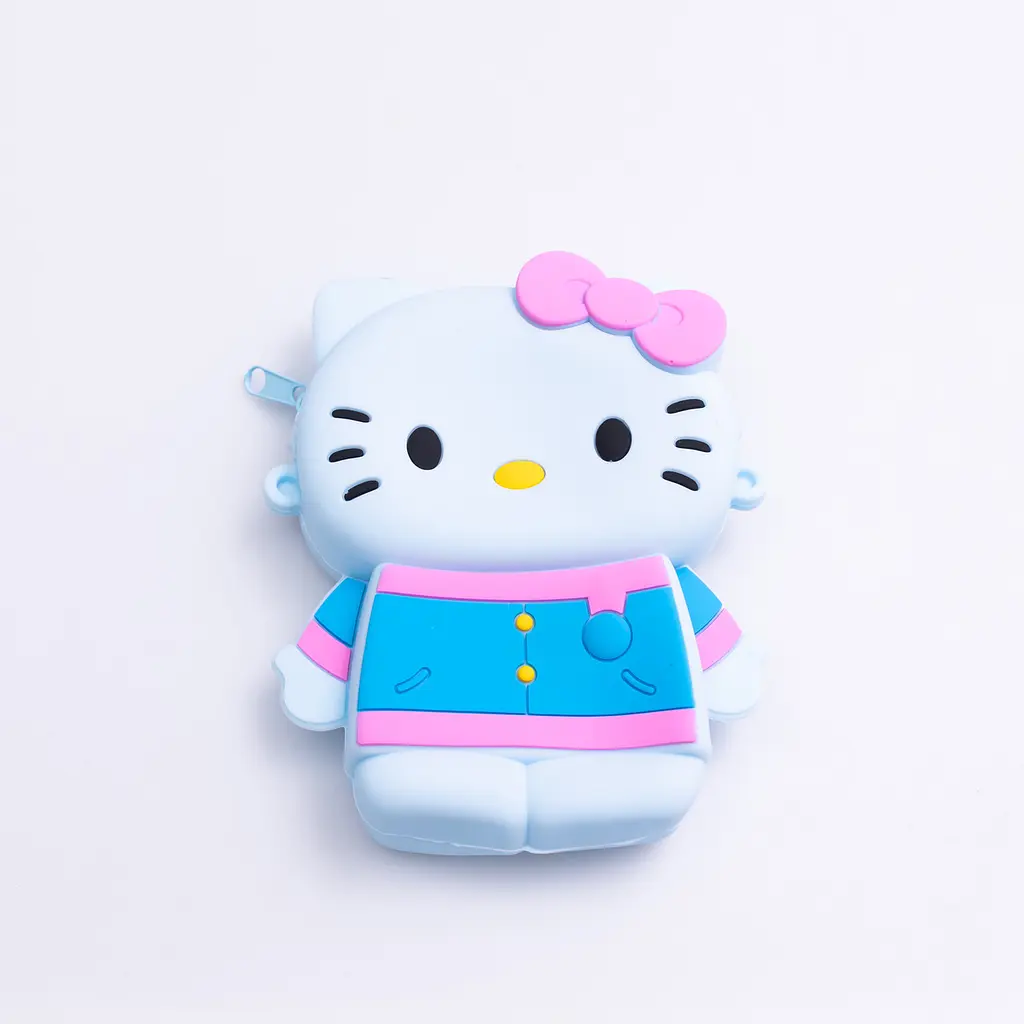 Дитяча сумочка Hello Kitty силіконова на блискавці 13*10*3 см, блакитний Yiwu HP-55-1BL - фото 2