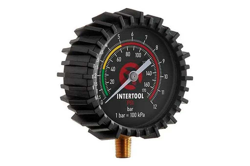 Манометр для підкачування шин коліс на пневматичний пістолет Intertool 1/8" x 63мм x 10бар PT-0499 - фото 2