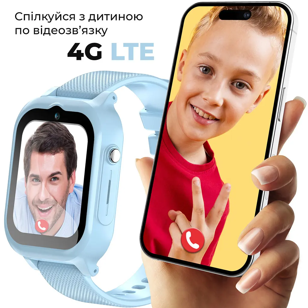 Дитячий смарт-годинник JETIX G99 зі змінним корпусом, GPS, 4G Відеодзвінком і вологозахистом (Black) Блакитний - фото 4