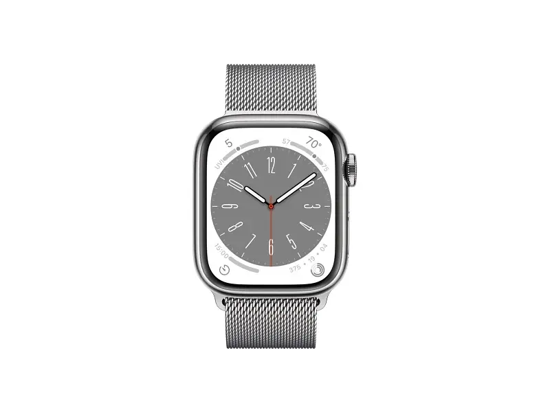 Смарт-годинник Apple Watch Series 8 GPS + Cellular 41mm Silver S. Steel Case w. Milanese Loop Silver (MNJ73/MNJ83) - фото 2