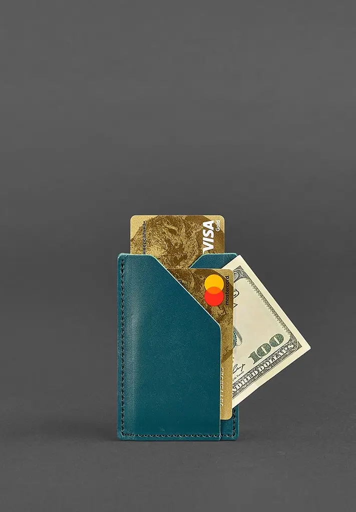 Женский кожаный кард-кейс 8.0 зеленый - фото 3