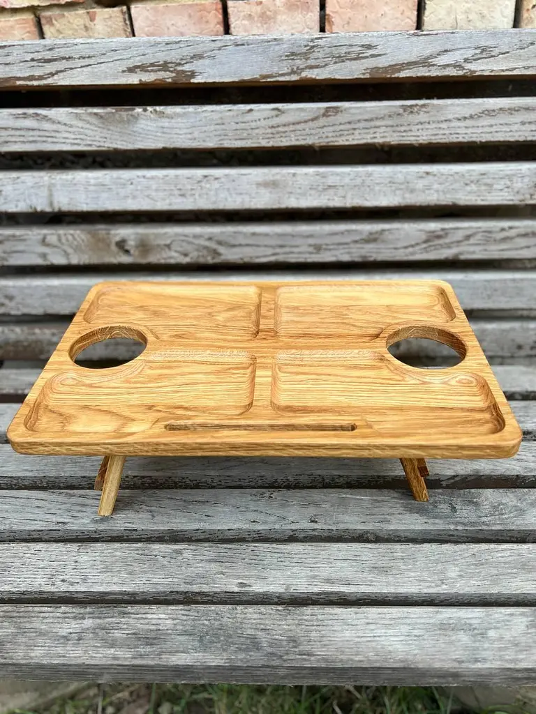 Дубовый пивной столик с подставкой для телефона 50x30x17 Дуб - фото 3