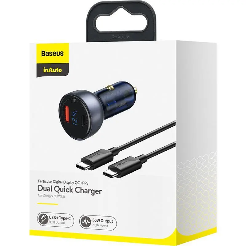 АЗП USB + Type-C Baseus Particular PPS 65 W (TZCCKX-0G) з кабелем Type-C - фото 6
