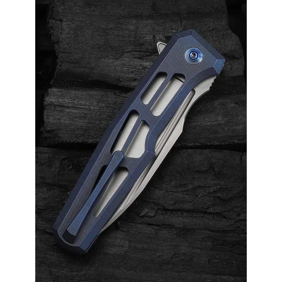 Ніж складаний туристичний Weknife Dressytak (8.6 см) Bohler M390 / Titanium синій - фото 11