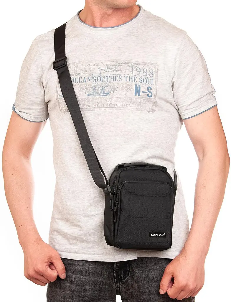 Сумка через плече Lanpad чоловіча Чорна (LAN3730 black) - фото 7