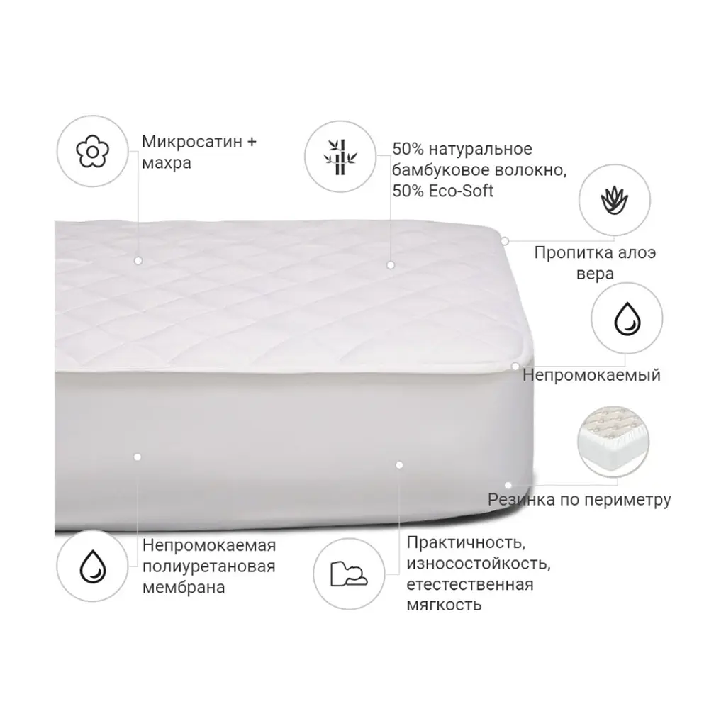 Наматрацник MirSon бамбуковий Bamboo двосторонній + Алое Віра 283 90x200 см (2200000346797) - фото 3