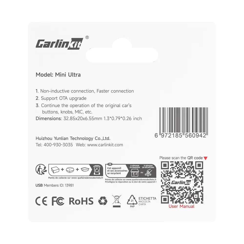 Бездротовий USB Адаптер 2в1 CarlinKit 5.0 Mini Ultra для автомобіля Apple CarPlay і Android Auto, WiFi 5G, Bluetooth 5.0 - фото 11
