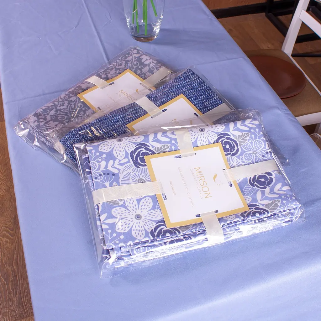 Скатерть MirSon №210 White birds 180х130 см рогожка белая с черным - фото 4