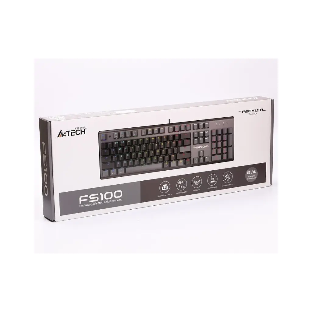 Клавіатура A4Tech FS100 RGB FS Switch USB Stone Black (4711421000567) - фото 9