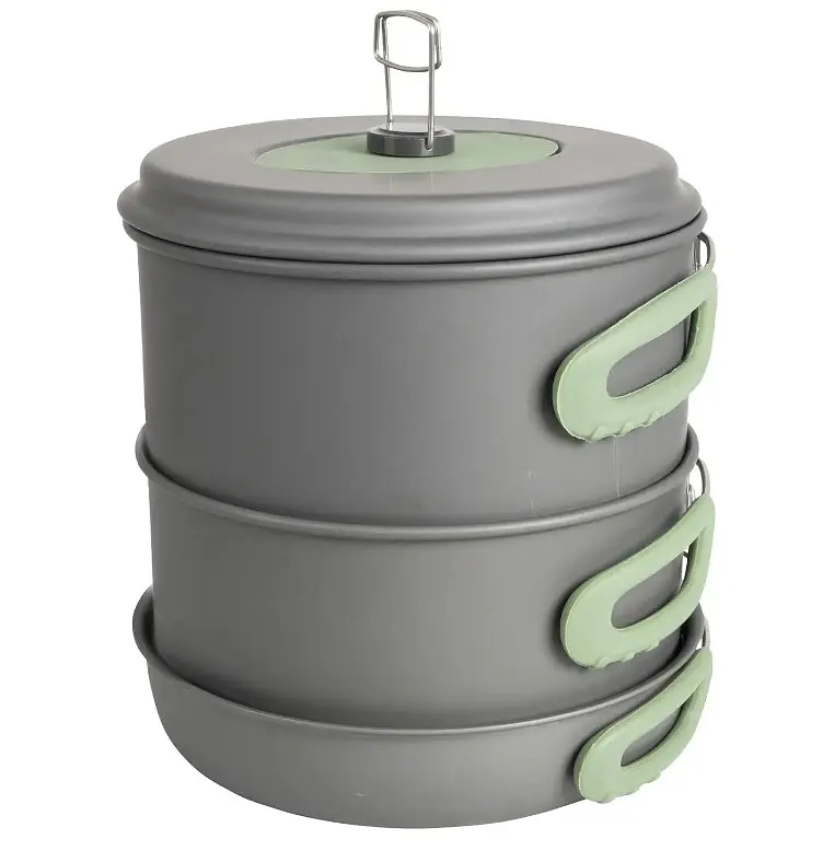 Набір посуду Bo-Camp Explorer XL 4 Pieces Hard Anodized Grey/Green (2200249) (DAS302116) - фото 12