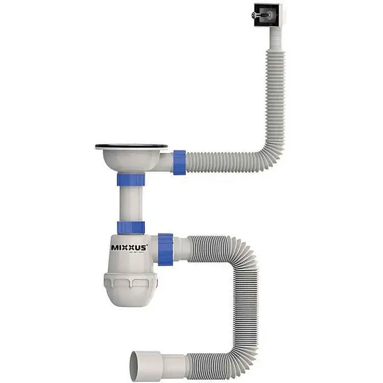 Сифон MIXXUS для кухні з нерж.сіткою, гнучкий перелив SK-02-A 3 1/2"x40