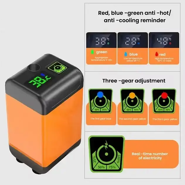 Портативний душ кемпінговий 6000 mAh з дисплеєм індикації температури - фото 2