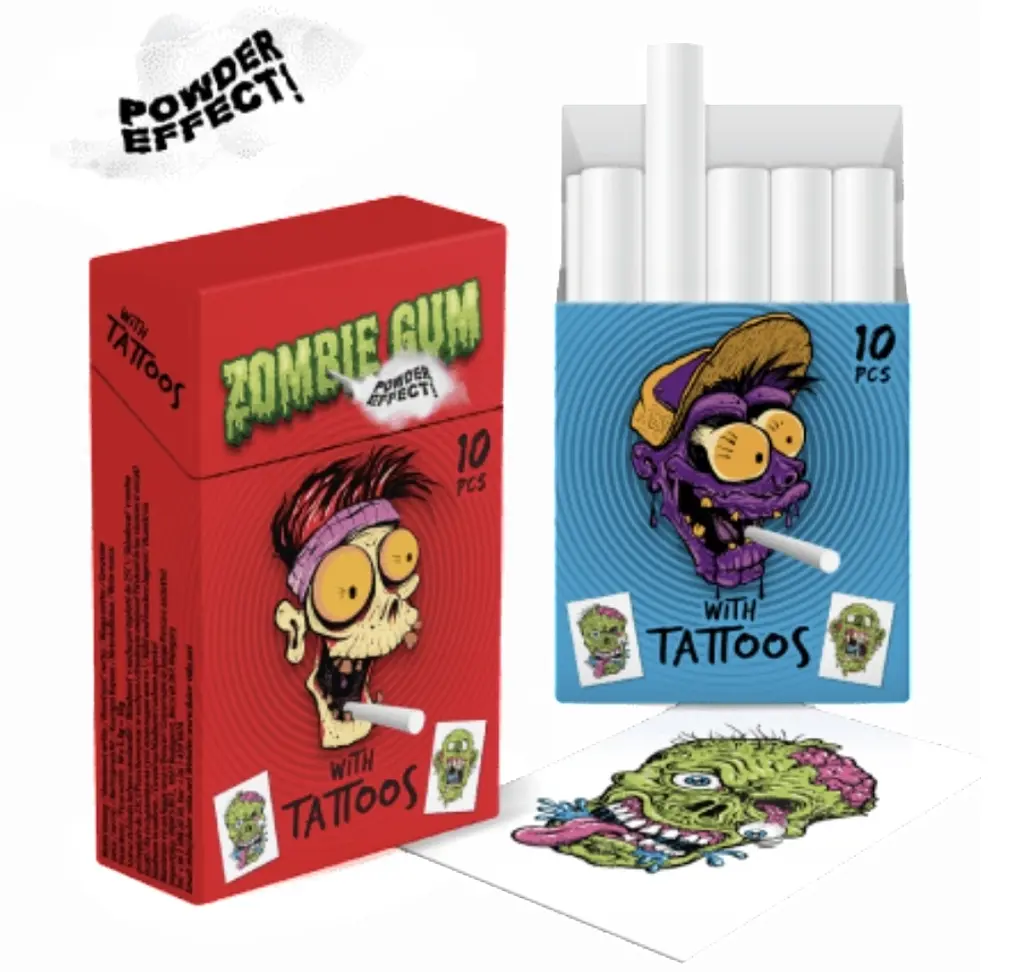 Жувальні гумки Zombie Gum Bubble Wit Tattoos Gumy Owocowe Z Efektem Dymu 10шт 35г