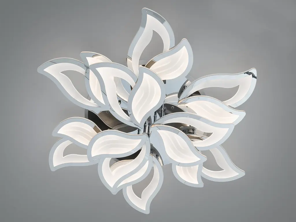 Витончена стельова LED-люстра-квітка Diasha 9033/6+3HR, гальваніка, 225W, підсвітка, димер, пульт - фото 3