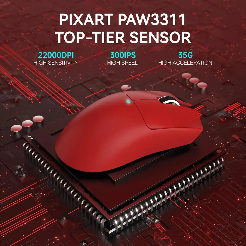 Миша бездротова ігрова Attack Shark X11 PAW3311 22000 DPI 2,4G+Bluetooth Red - фото 2