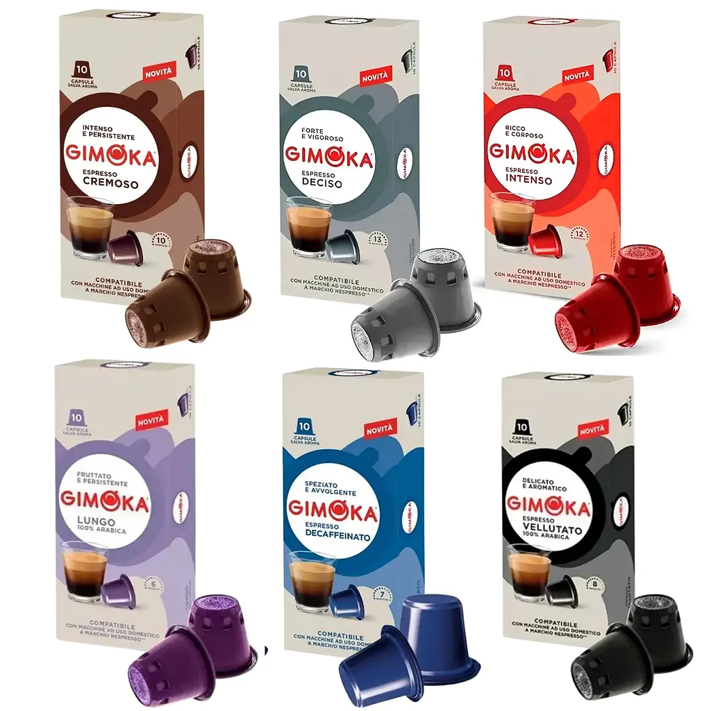 Набір кави в капсулах 6 видів Nespresso Gimoka Мега асорті 60 шт