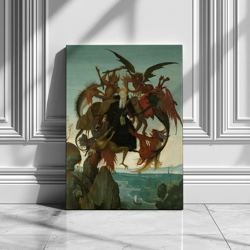 Інтер'єрна картина Мікеланджело, Муки Святого Антонія, Michelangelo, Torment of Saint Anthony, релігійний декор, 60×43 см (id6953) - фото 2