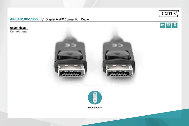 Кабель Digitus DisplayPort (M/M), 15м, чорний teh0013617 - фото 4