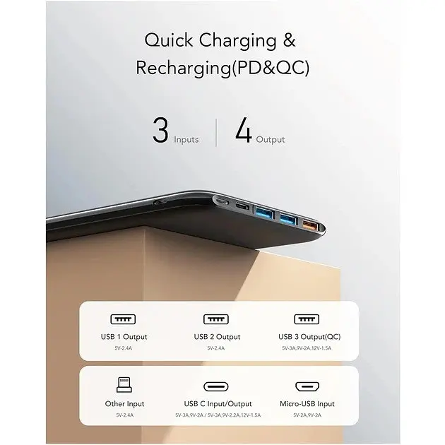 Зовнішній акумулятор Charmast W2002P 26800mAh 20W чорний - фото 7