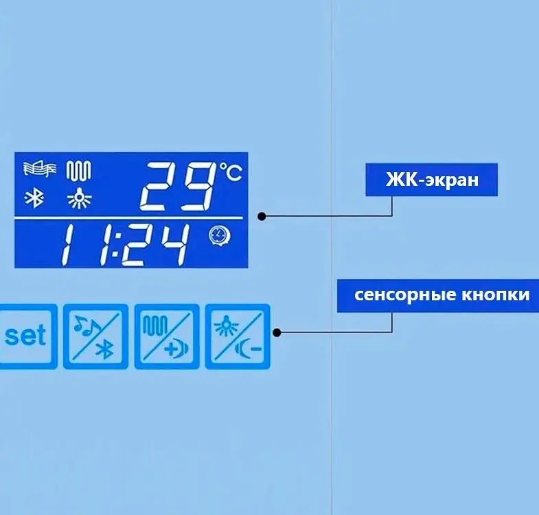 Дзеркало Dusel DE-M3031 100x75 см сенсорне включення + підігрів+ годинник/темп+Bluetooth, Білий - фото 6