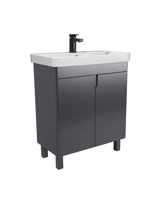 Тумба Мойдодир Simple Graphite 70-U з умивальником River 70 графітова універсальна Графіт - фото 5