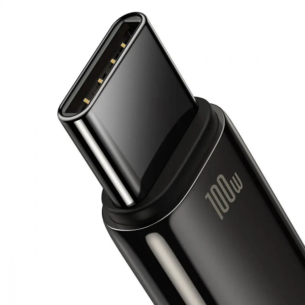Кабель Baseus Tungsten Gold Fast Charging Data Cable USB to Type-C 100W 1m Black (CAWJ000001) - фото 4