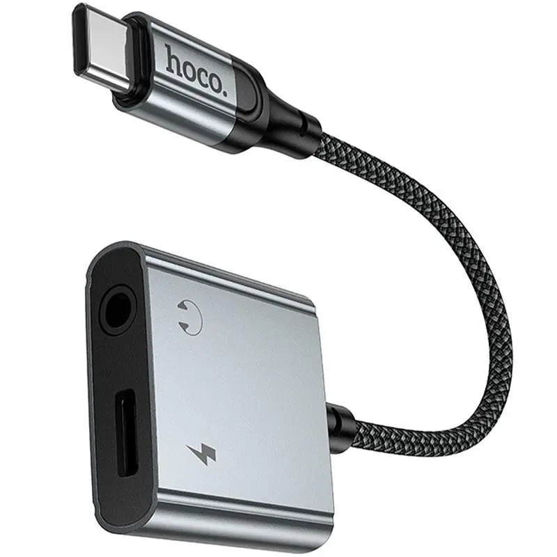 Перехідник Hoco UPA34 Type-C to Type-C + 3.5mm Metal gray - фото 3