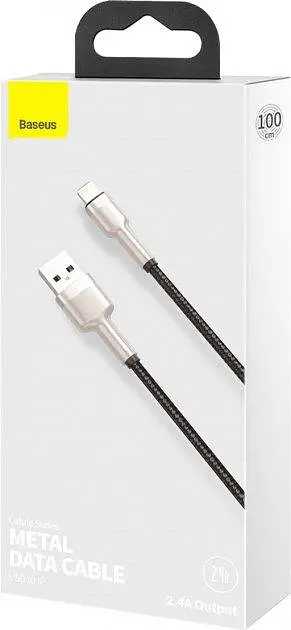 Кабель Baseus Cafule Metal Series Data Cable USB to Lightning 2.4A 2m CALJK-B01 Black - фото 3
