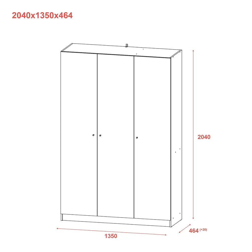 Шафа для одягу Doros Промо Антрацит 3 ДСП 135х48х204 (44900524) - фото 6