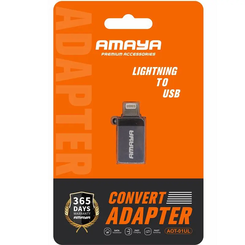 Перехідник Amaya 01UL Lightning Male to USB Female USB3.0 Grey - фото 2
