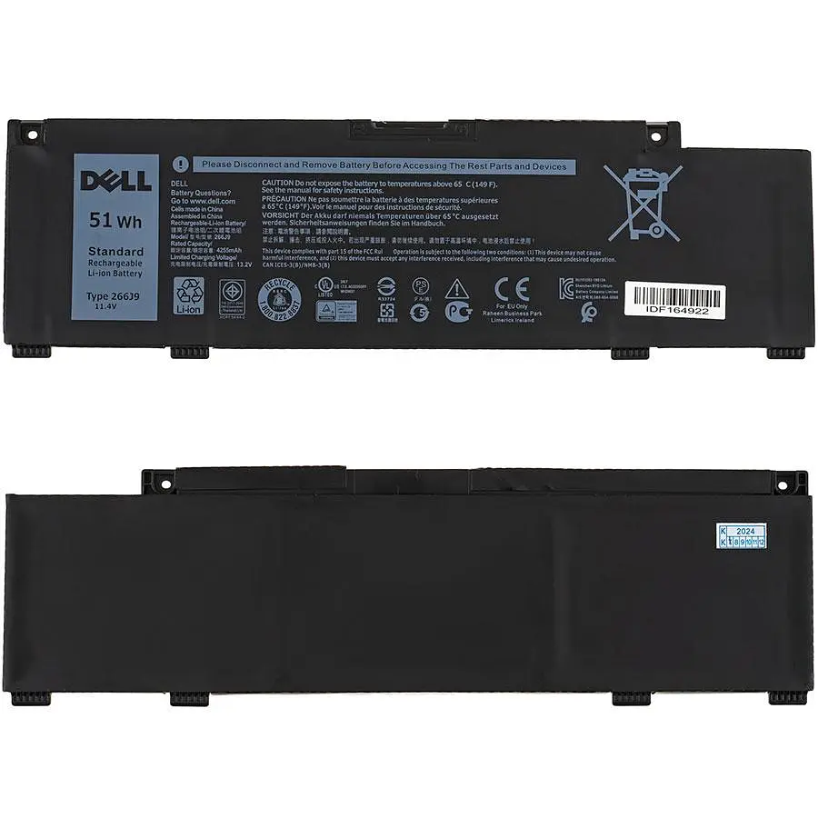 Батарея для ноутбука Dell 266J9 (G3 3500 3790 3590 G5 5000 5500 5590) 11.4V 4255mAh 51Wh Чорний - фото 2