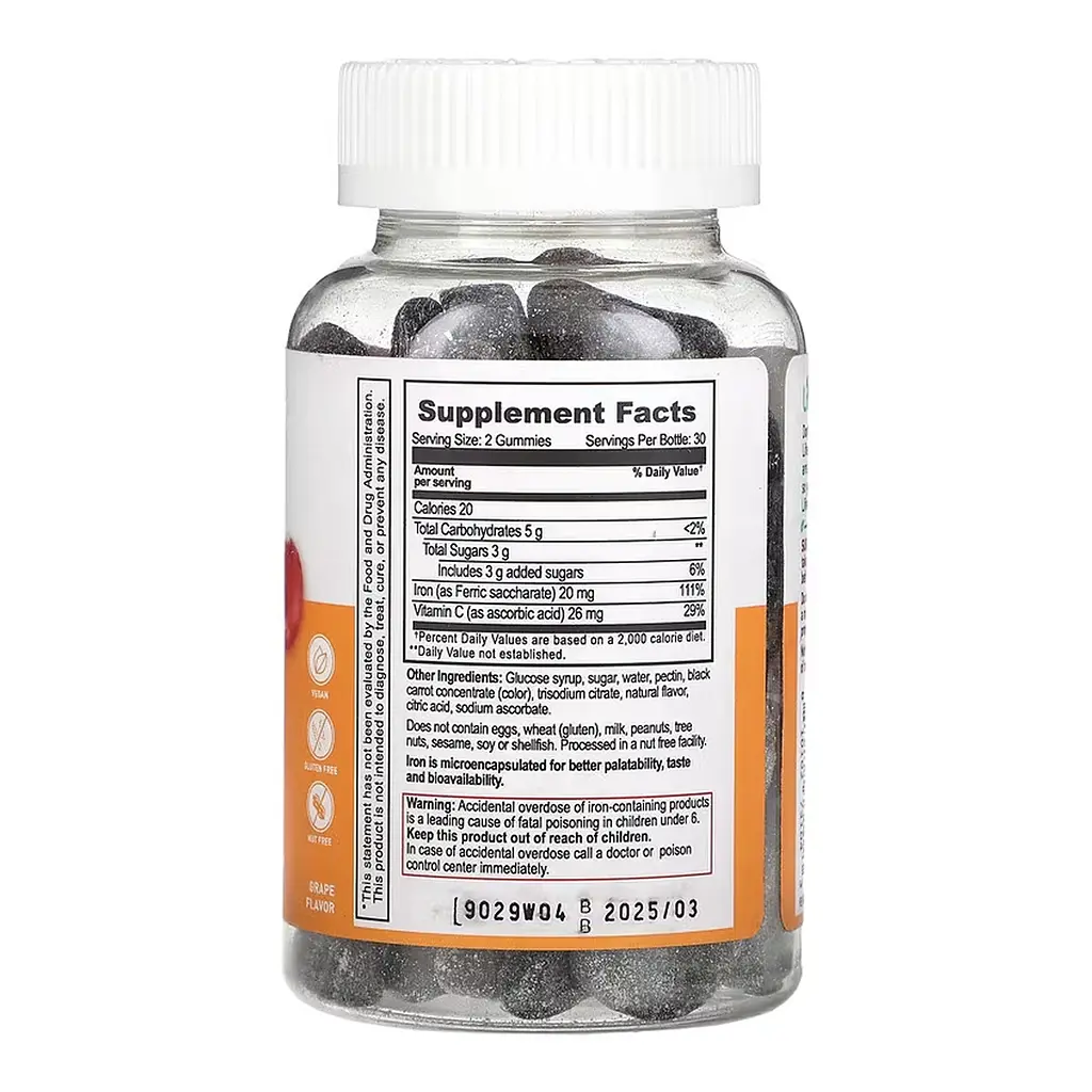 Залізо Lifeable (Iron + Adult) - 60 gummies, для імунітету - фото 2