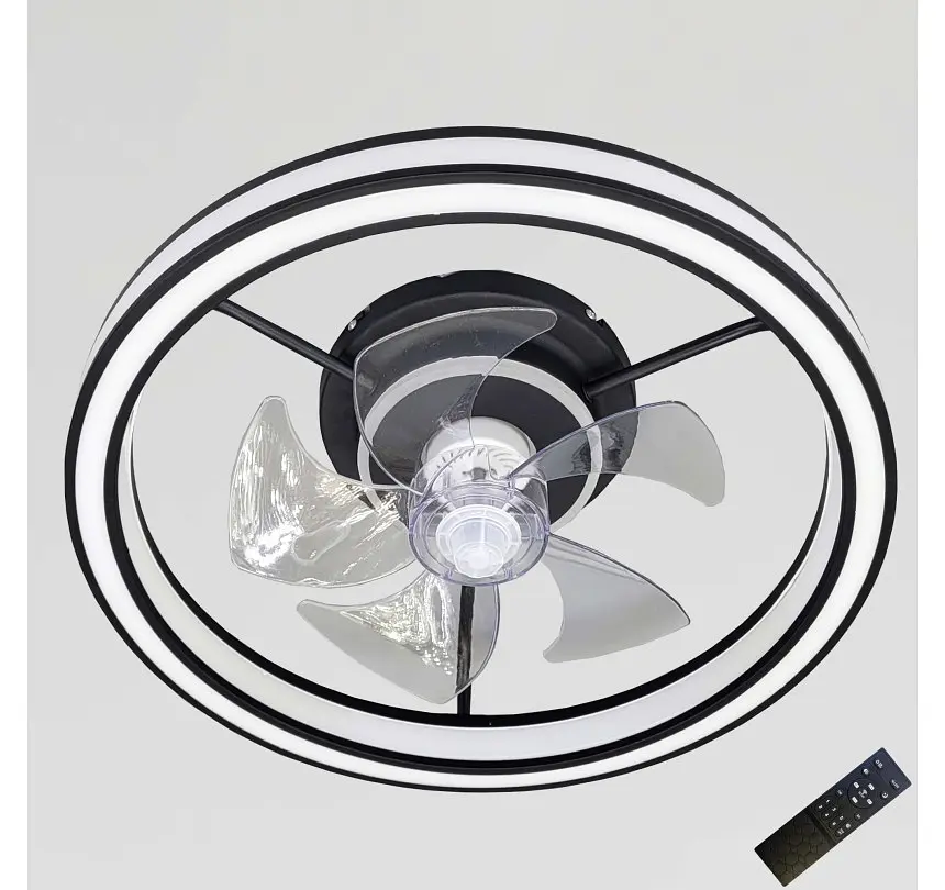 Стельова LED-люстра-вентилятор Artlight WG5114BBK, біла з чорною окантовкою, 55 Вт, від 10-18 м² - фото 2