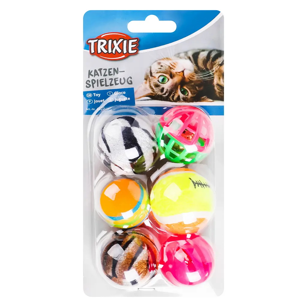 Игрушка для кошек Trixie Мяч с погремушкой 4 см 6 шт. в ассортименте (4523) - фото 2