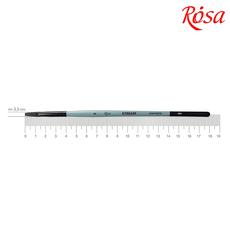 Пензель синтетика плоска Stream 134 №3 коротка ручка ROSA (4823098517122) - фото 2