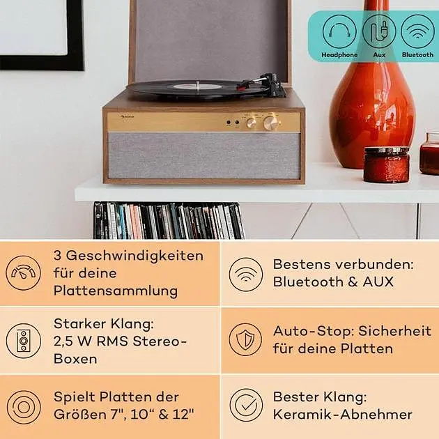 Проигрыватель винила Auna Berklee TT Case (10040462) - фото 2